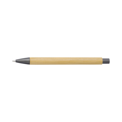 Bamboo and plastic ballpen.  Blue ink. 