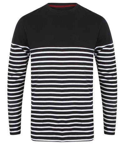 Front Row Unisex Long Sleeve Breton Striped T-Shirt - Navy/White