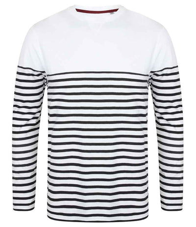 Front Row Unisex Long Sleeve Breton Striped T-Shirt - White/Navy