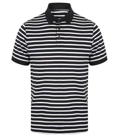 Front Row Striped Jersey Polo Shirt - Navy/White