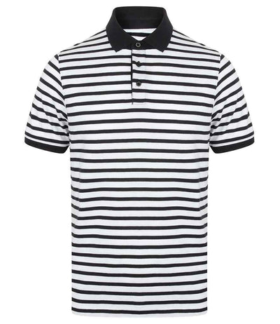 Front Row Striped Jersey Polo Shirt - White/Navy