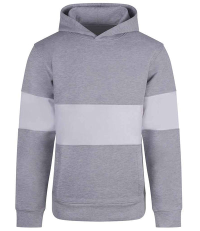 Front Row Heavyweight Panelled Hoodie - Heather Grey/White