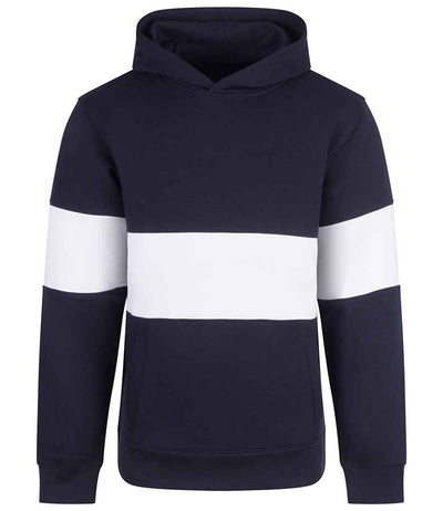 Front Row Heavyweight Panelled Hoodie - Navy/White