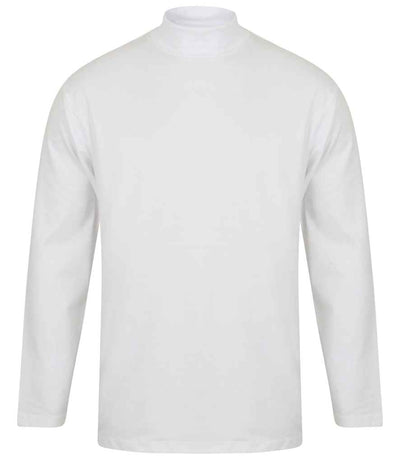 Henbury Long Sleeve Roll Neck Top - White
