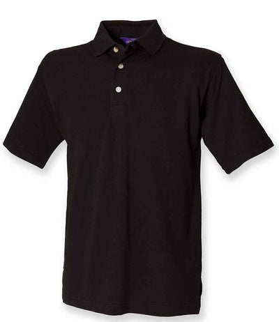 Henbury Classic Heavy Cotton Piqué Polo Shirt - Black