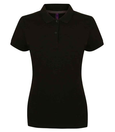 Henbury Ladies Modern Fit Cotton Piqué Polo Shirt - Black