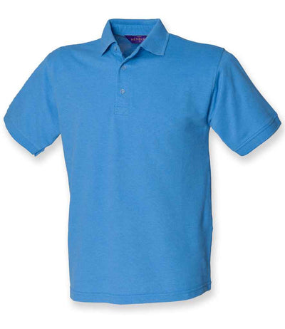 Henbury Heavy Poly/Cotton Piqué Polo Shirt - Mid Blue