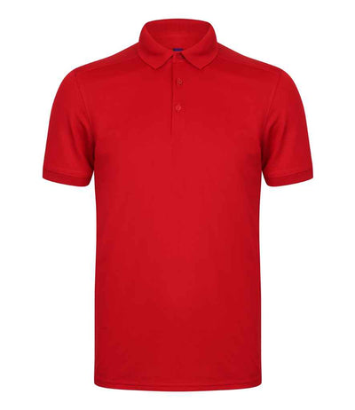 Henbury Slim Fit Stretch Microfine Piqué Polo Shirt - Red