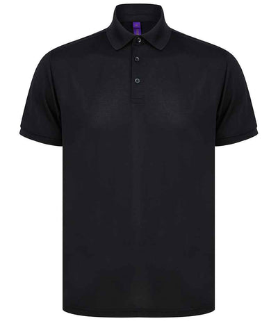 Henbury Recycled Polyester Piqué Polo Shirt - Black