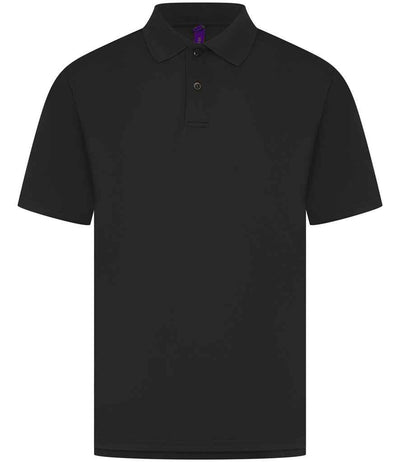 Henbury Coolplus® Wicking Piqué Polo Shirt - Black