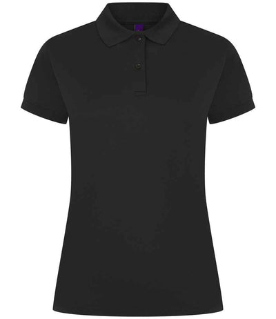 Henbury Ladies Coolplus® Wicking Piqué Polo Shirt - Black