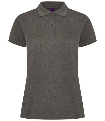 Henbury Ladies Coolplus® Wicking Piqué Polo Shirt - Heather Charcoal