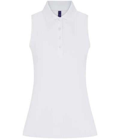 Henbury Ladies Sleeveless Coolplus® Polo Shirt - White