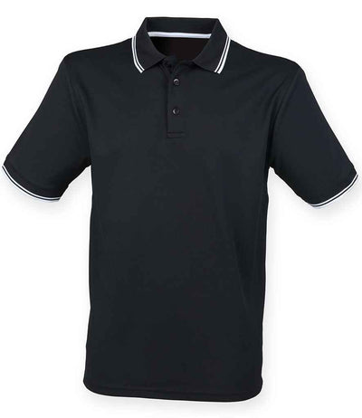 Henbury Coolplus® Tipped Polo Shirt - Black/White