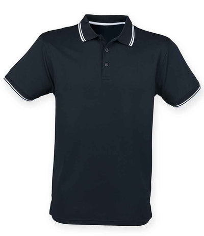 Henbury Coolplus® Tipped Polo Shirt - Navy/White