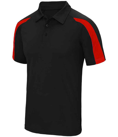 AWDis Cool Contrast Polo Shirt - Jet Black/Fire Red