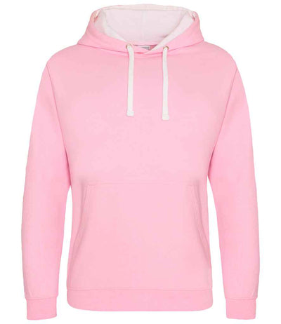 AWDis Varsity Hoodie - Baby Pink/Arctic White