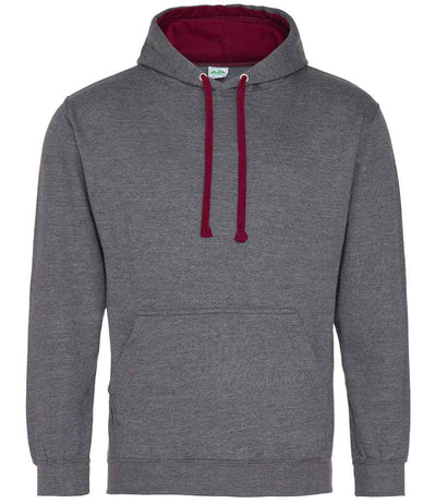 AWDis Varsity Hoodie - Charcoal/Burgundy
