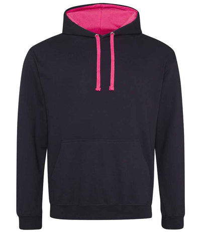 AWDis Varsity Hoodie - Jet Black/Hot Pink