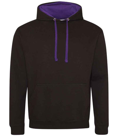AWDis Varsity Hoodie - Jet Black/Purple