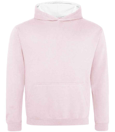 AWDis Kids Varsity Hoodie - Baby Pink/Arctic White