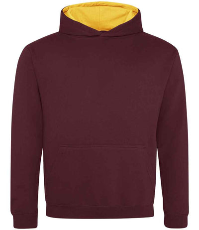 AWDis Kids Varsity Hoodie - Burgundy/Gold