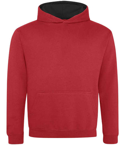 AWDis Kids Varsity Hoodie - Fire Red/Jet Black