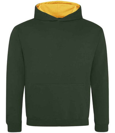AWDis Kids Varsity Hoodie - Forest Green/Gold