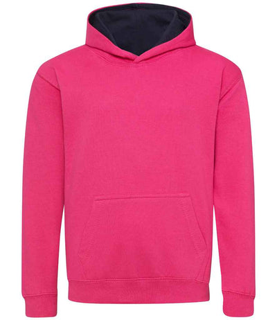 AWDis Kids Varsity Hoodie - Hot Pink/French Navy