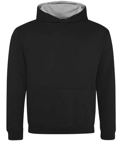 AWDis Kids Varsity Hoodie - Jet Black/Heather Grey