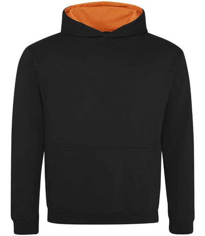 AWDis Kids Varsity Hoodie - Jet Black/Orange Crush