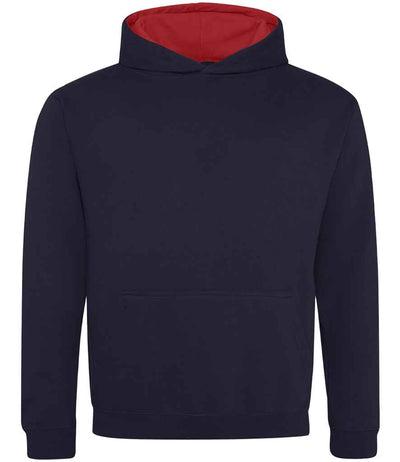 AWDis Kids Varsity Hoodie - New French Navy/Fire Red