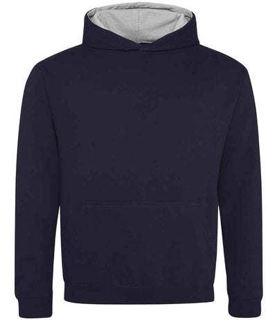 AWDis Kids Varsity Hoodie - New French Navy/Heather Grey