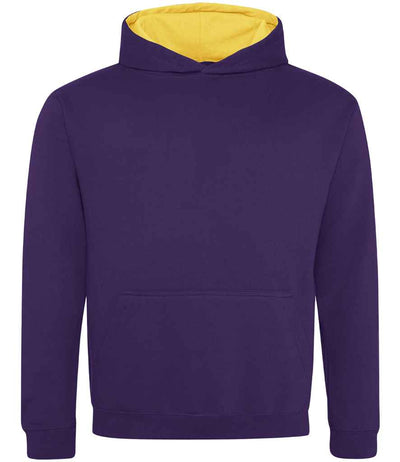 AWDis Kids Varsity Hoodie - Purple/Sun Yellow