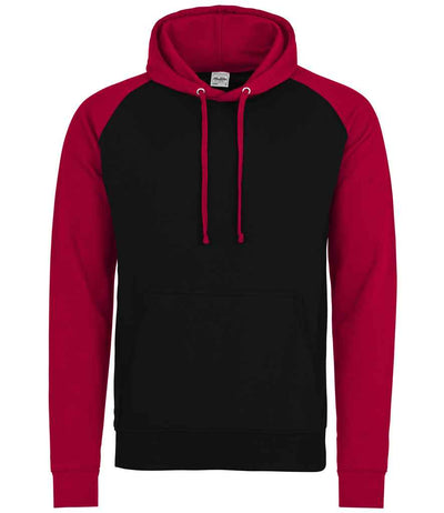 AWDis Baseball Hoodie - Jet Black/Fire Red