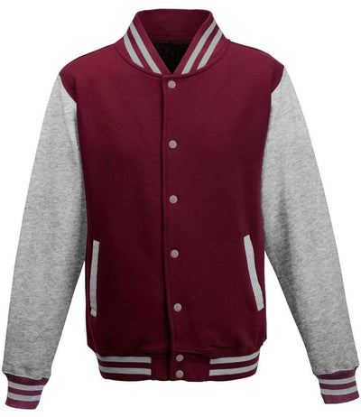 AWDis Varsity Jacket - Burgundy/Heather Grey