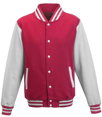 AWDis Varsity Jacket - Hot Pink/White