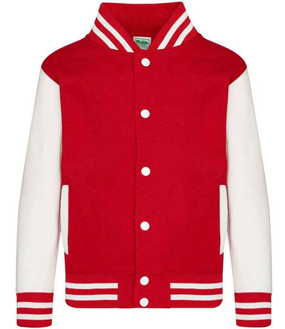 AWDis Kids Varsity Jacket - Fire Red/White