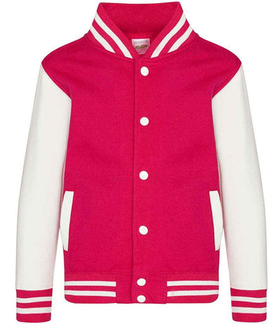 AWDis Kids Varsity Jacket - Hot Pink/White