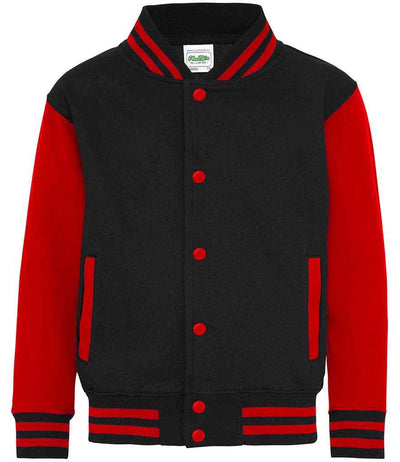 AWDis Kids Varsity Jacket - Jet Black/Fire Red