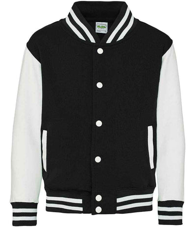 AWDis Kids Varsity Jacket - Jet Black/White