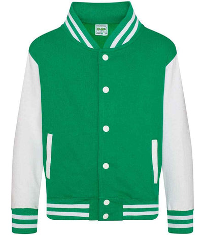 AWDis Kids Varsity Jacket - Kelly Green/White