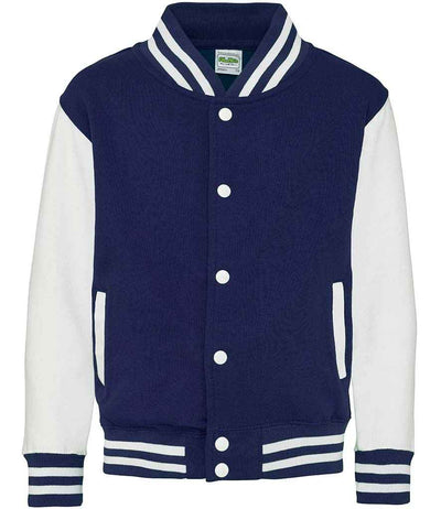 AWDis Kids Varsity Jacket - Oxford Navy/White