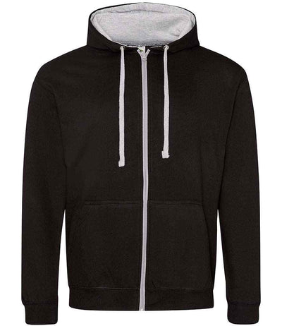 AWDis Varsity Zoodie - Jet Black/Heather Grey