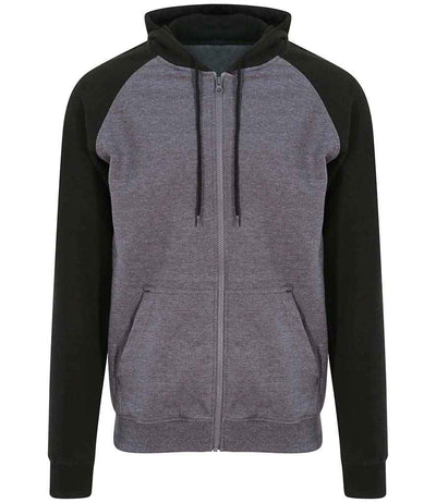 AWDis Baseball Zoodie - Charcoal/Jet Black