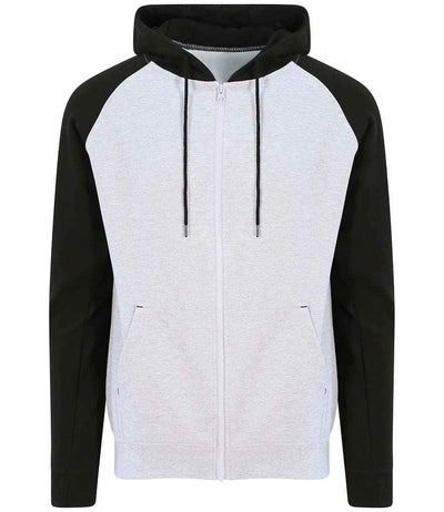 AWDis Baseball Zoodie - Heather Grey/Jet Black