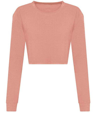AWDis Ladies Long Sleeve Cropped T-Shirt - Dusty Pink