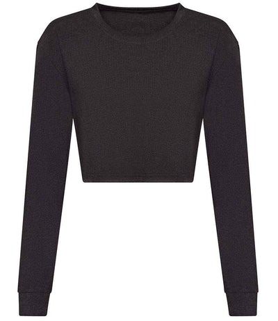 AWDis Ladies Long Sleeve Cropped T-Shirt - Heather Black