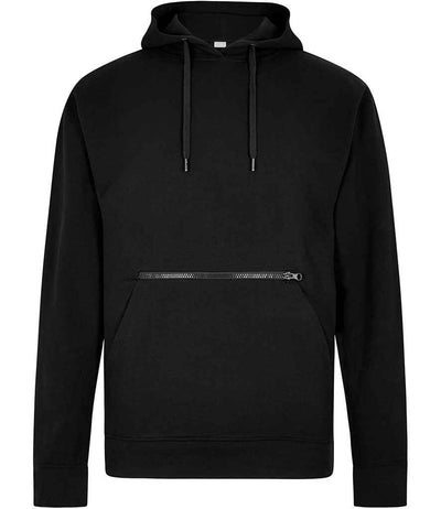 Kustom Kit Regular Fit Piqué Zipped Pocket Hoodie - Black
