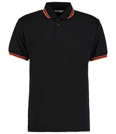 Kustom Kit Contrast Tipped Poly/Cotton Piqué Polo Shirt - Black/Orange